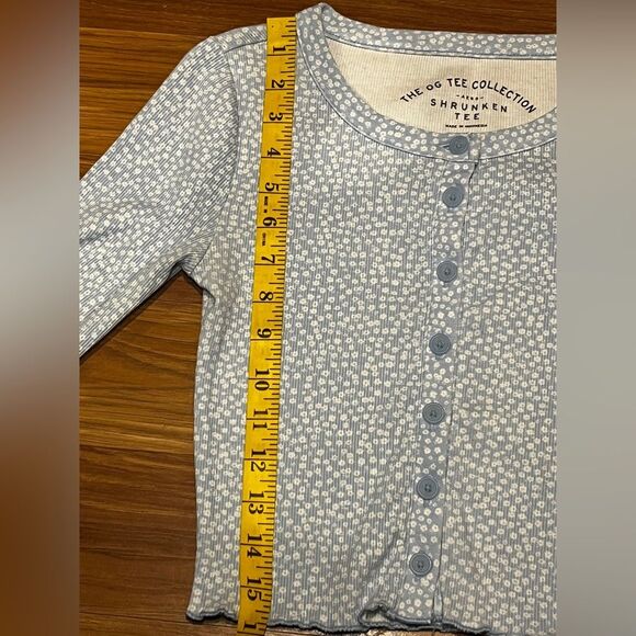 Aero OG Collection Shrunken Tee blue floral print  button front crop top XS - Picture 4 of 9